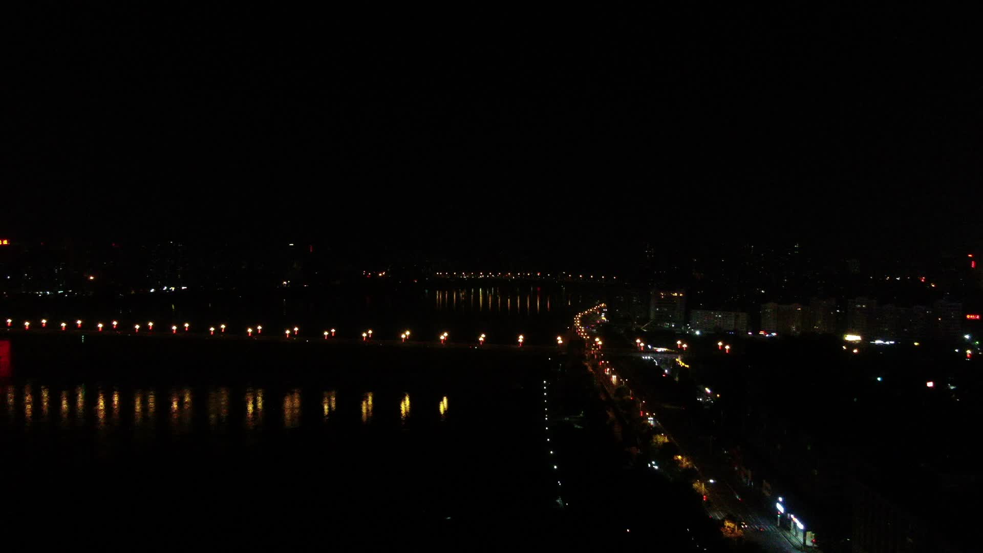 城市航拍湖南株洲大桥夜景视频的预览图
