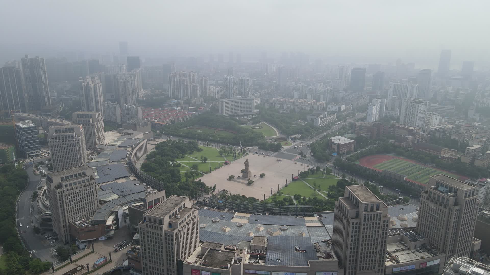 城市航拍湖南株洲炎帝广场视频的预览图