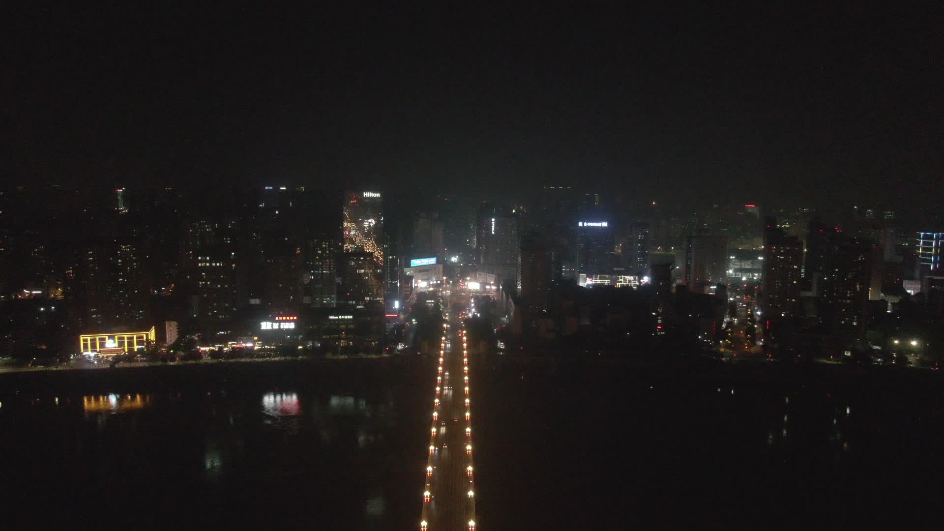 城市航拍湖南株洲夜景视频的预览图