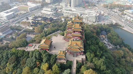 旅游景区南京阅江楼古建筑航拍视频的预览图