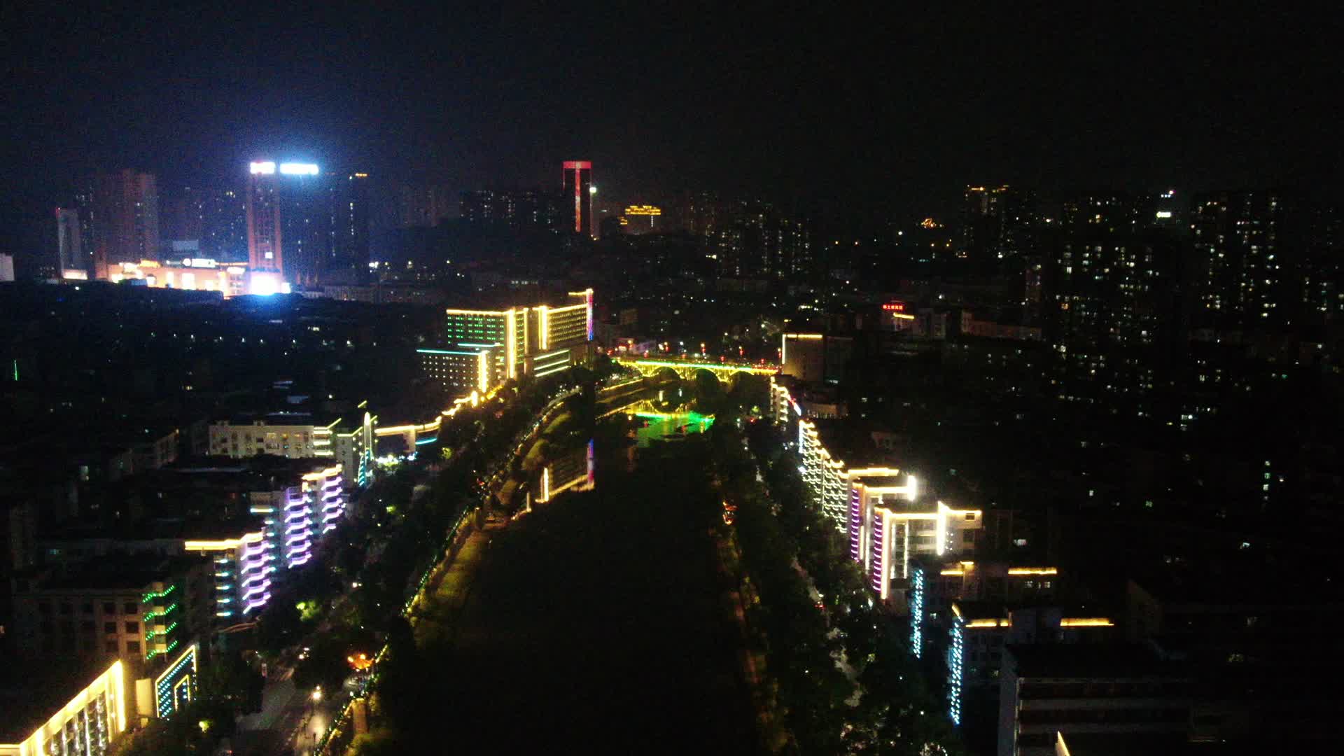 湖南邵阳城市夜景灯光航拍视频的预览图