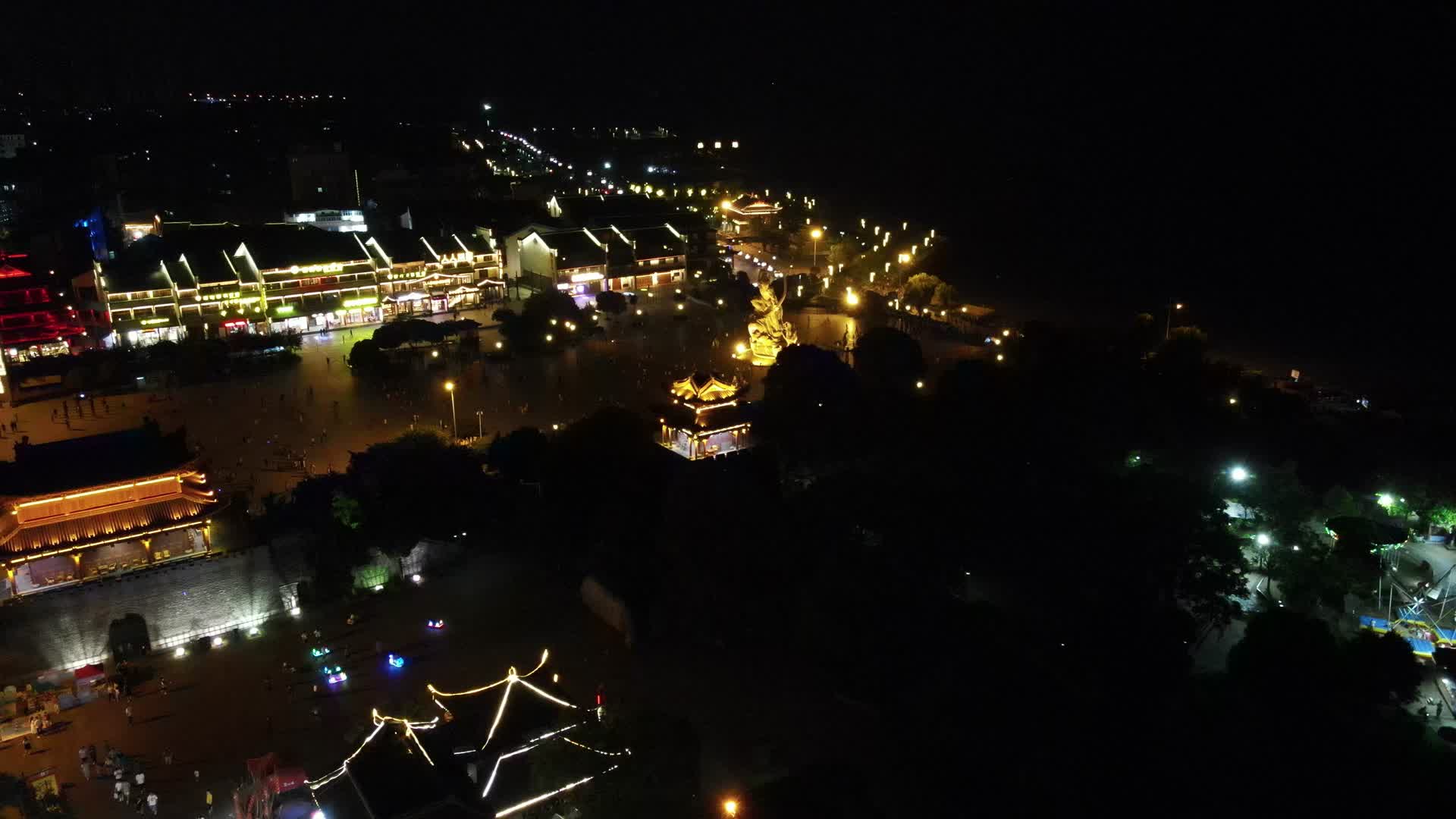 湖南岳阳楼景区夜景航拍视频的预览图