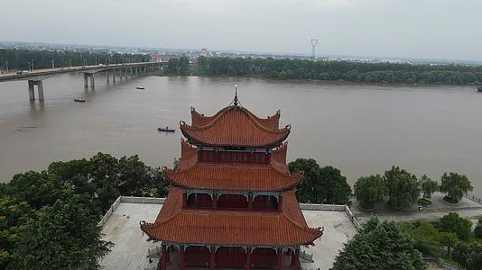 湖南湘阴县远浦楼古建筑航拍视频的预览图