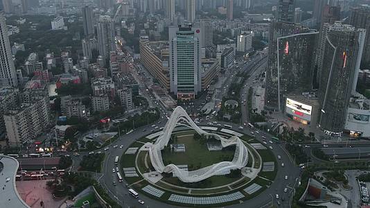 城市延时武汉光谷广场地标航拍延时视频的预览图