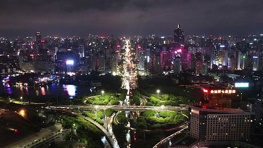 城市延时广西南宁城市夜景航拍移动延时视频的预览图