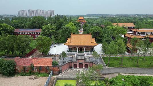 旅游景区湖北荆州太晖观历史文化古建筑航拍视频的预览图