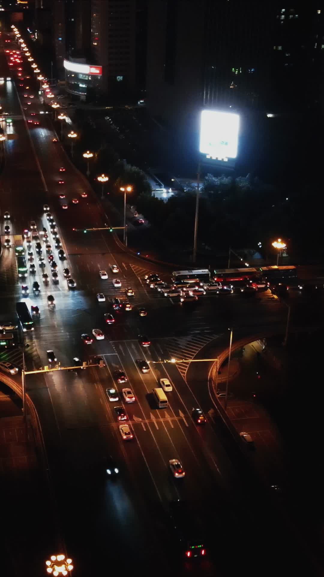 城市航拍河北石家庄交通夜景视频的预览图