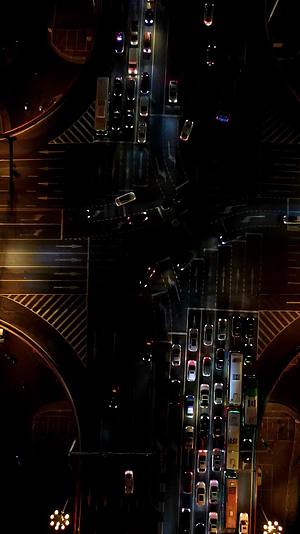 城市航拍河北石家庄交通夜景视频的预览图