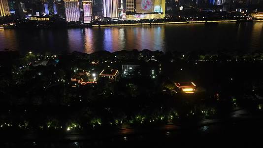 湖南长沙橘子洲夜景灯光航拍视频的预览图