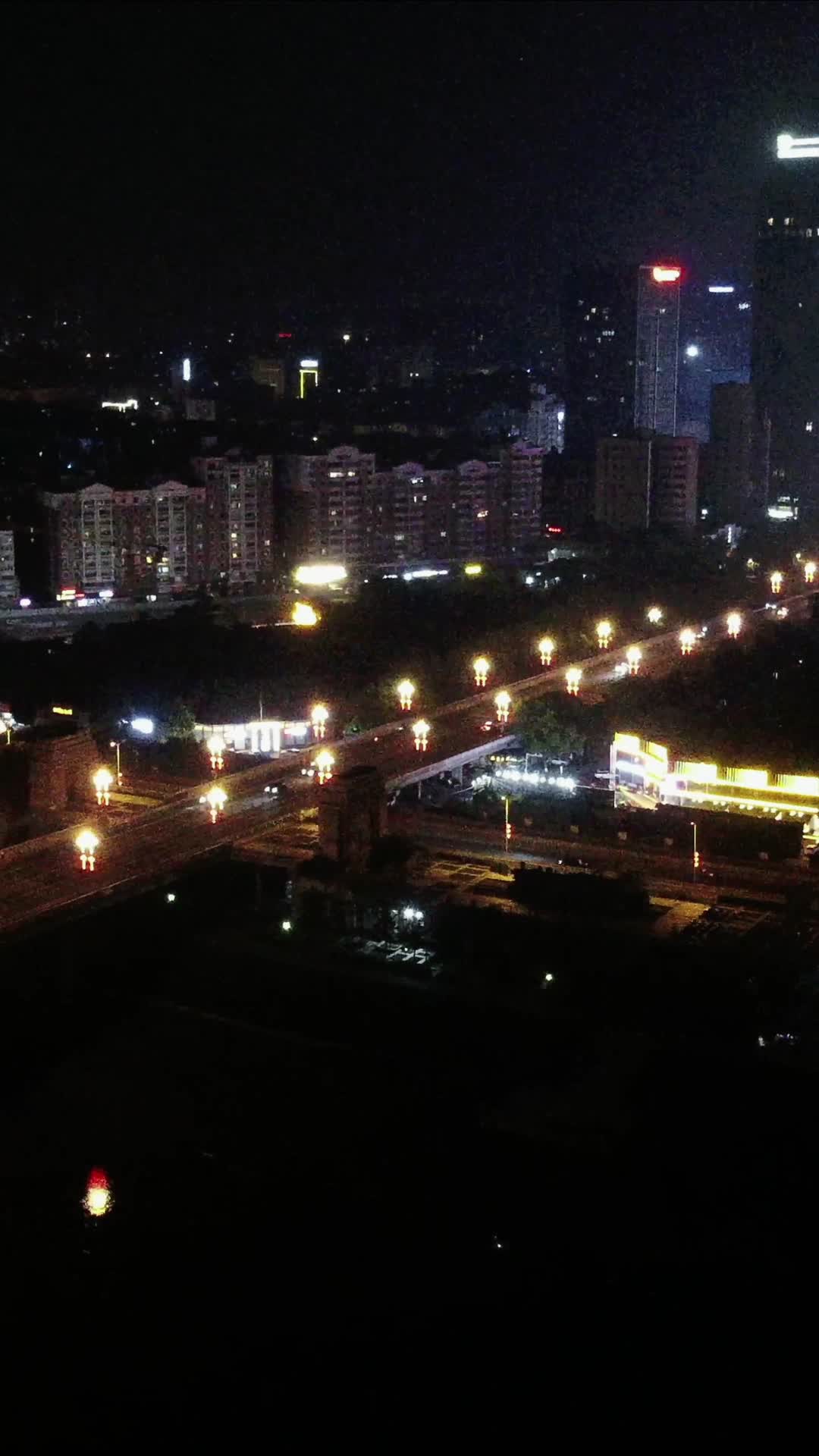航拍湖南株洲大桥夜景视频的预览图