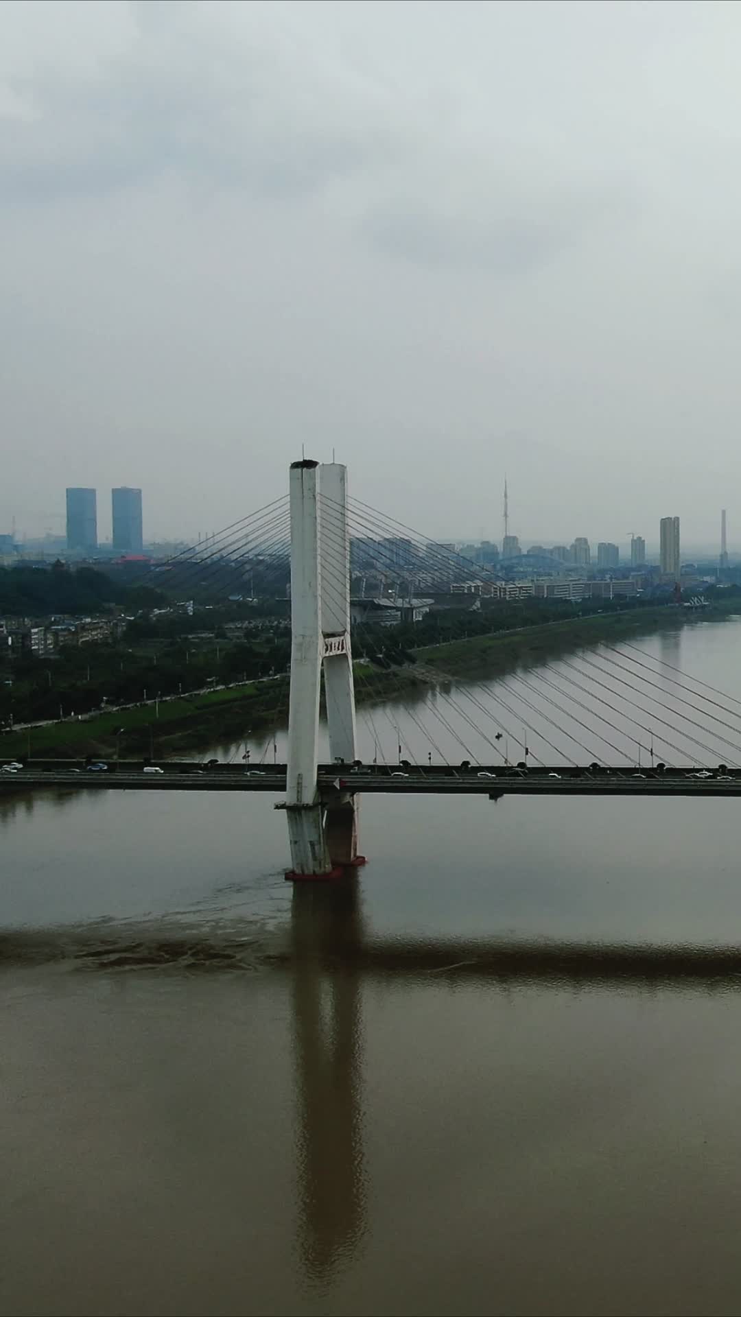 湖南湘潭跨湘江大桥竖屏航拍视频的预览图