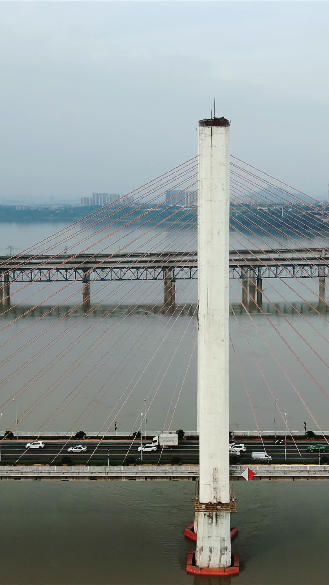 湖南湘潭跨湘江大桥竖屏航拍视频的预览图