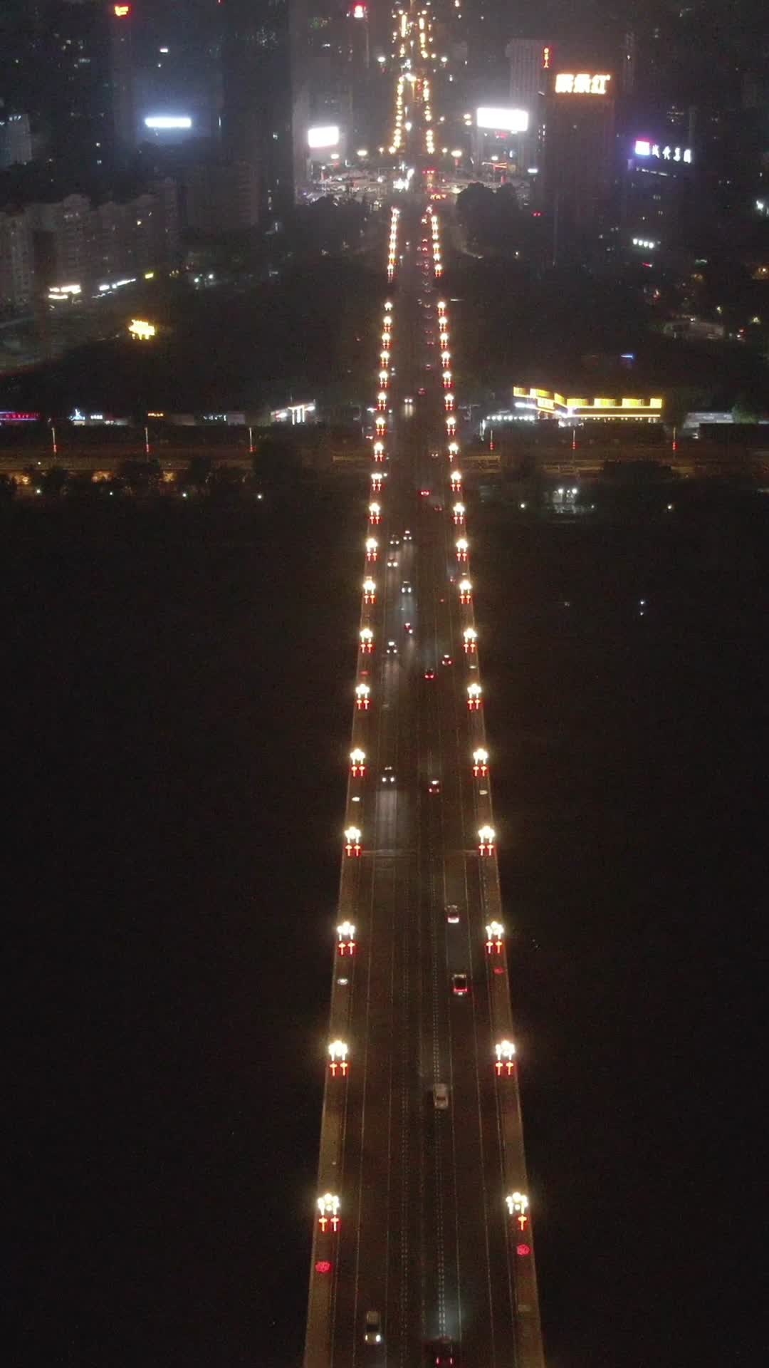 城市航拍湖南株洲大桥夜景视频的预览图