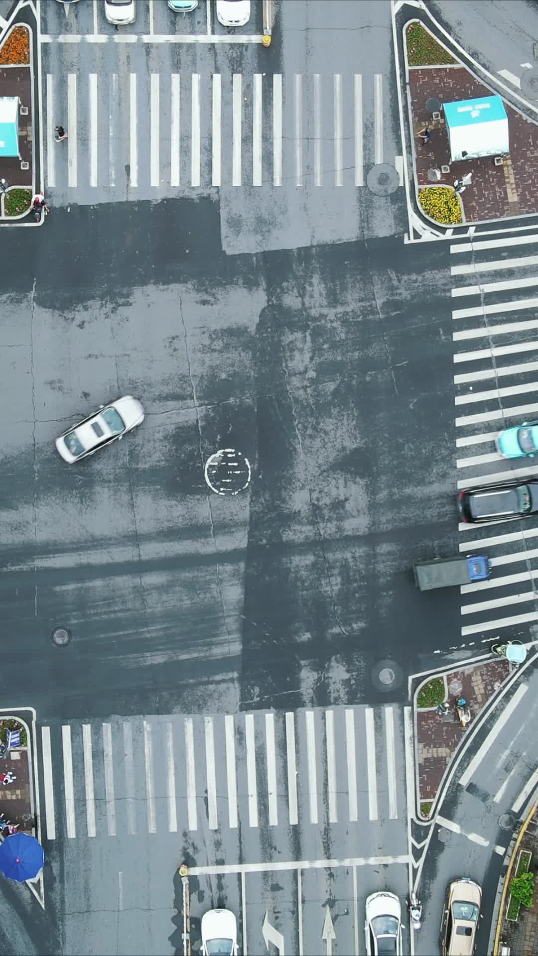 航拍城市十字路口交通车流竖版视频视频的预览图