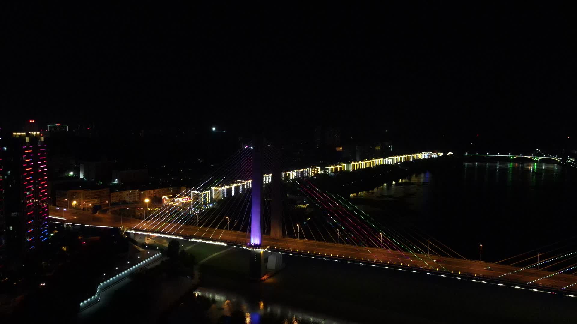 湖南益阳城市夜景航拍视频的预览图