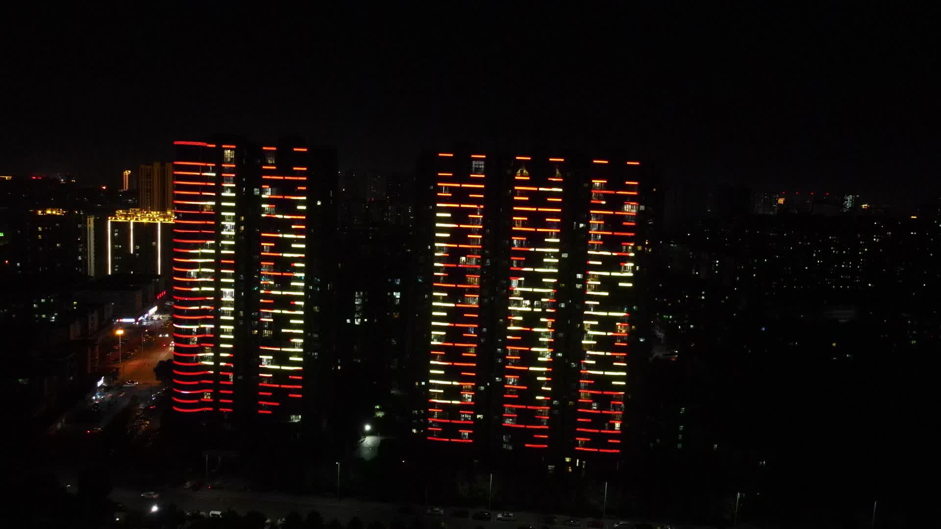 湖南益阳城市夜景航拍视频的预览图