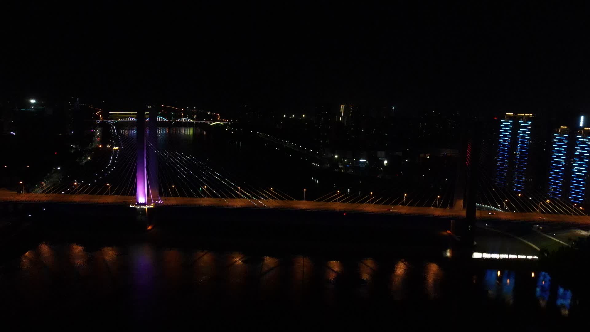 湖南益阳城市夜景灯光航拍视频的预览图