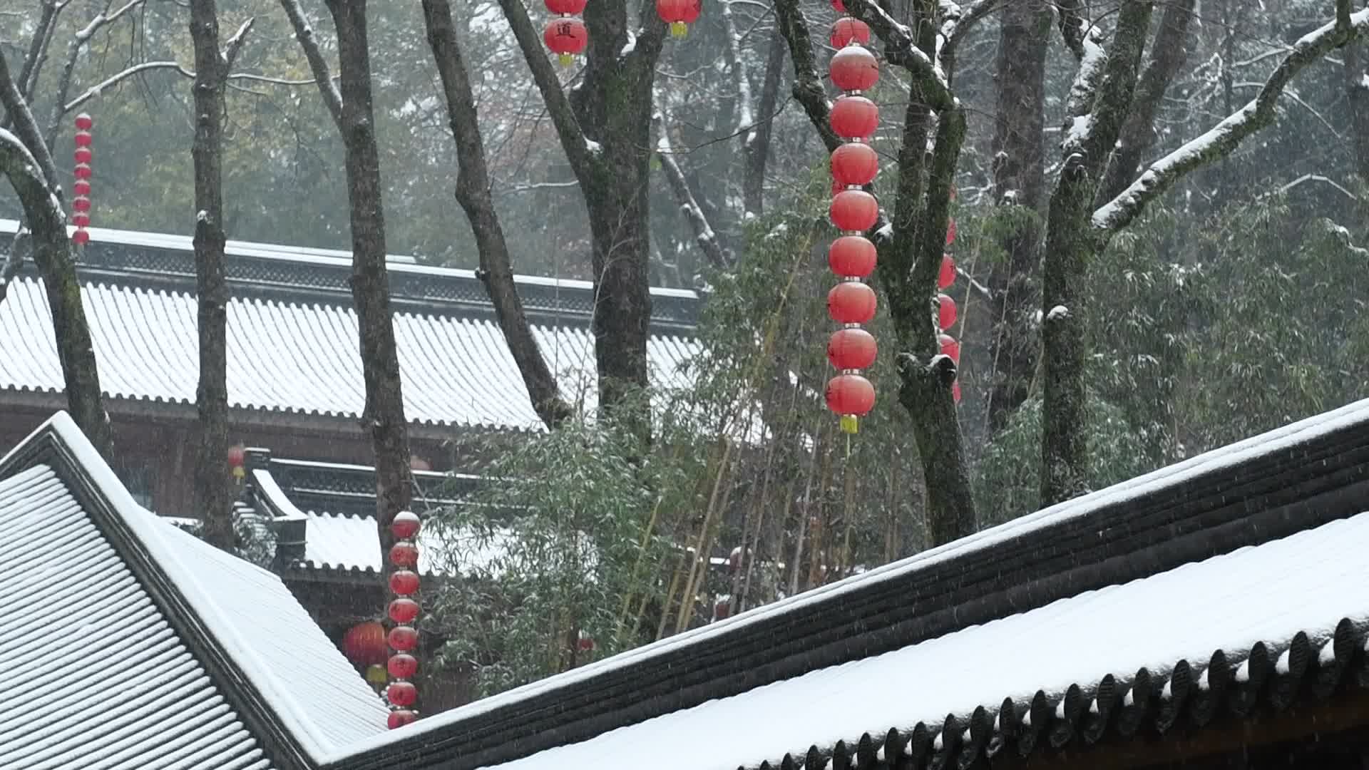 杭州千年古刹上天竺雪景视频的预览图