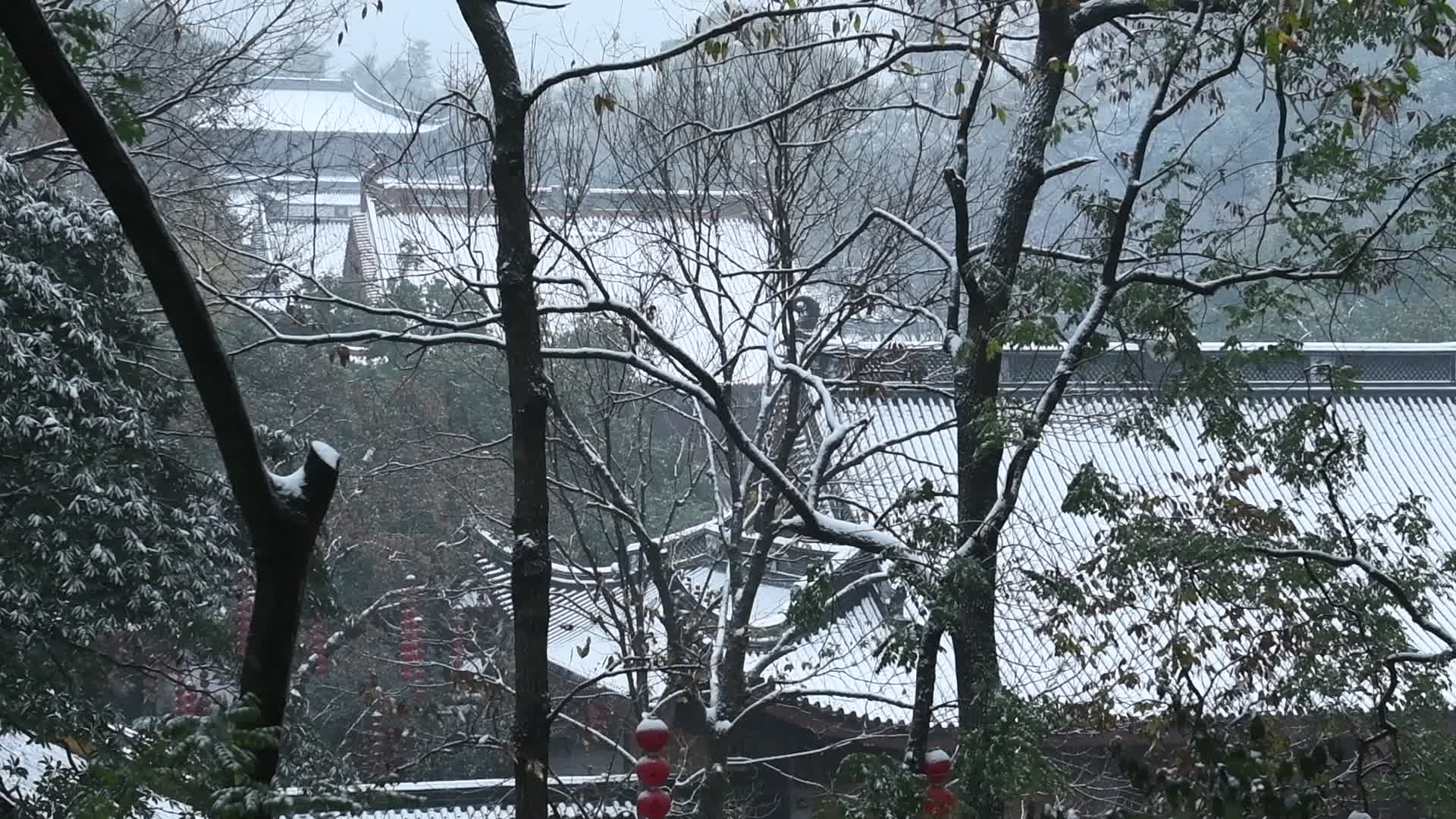 杭州千年古刹上天竺雪景视频的预览图