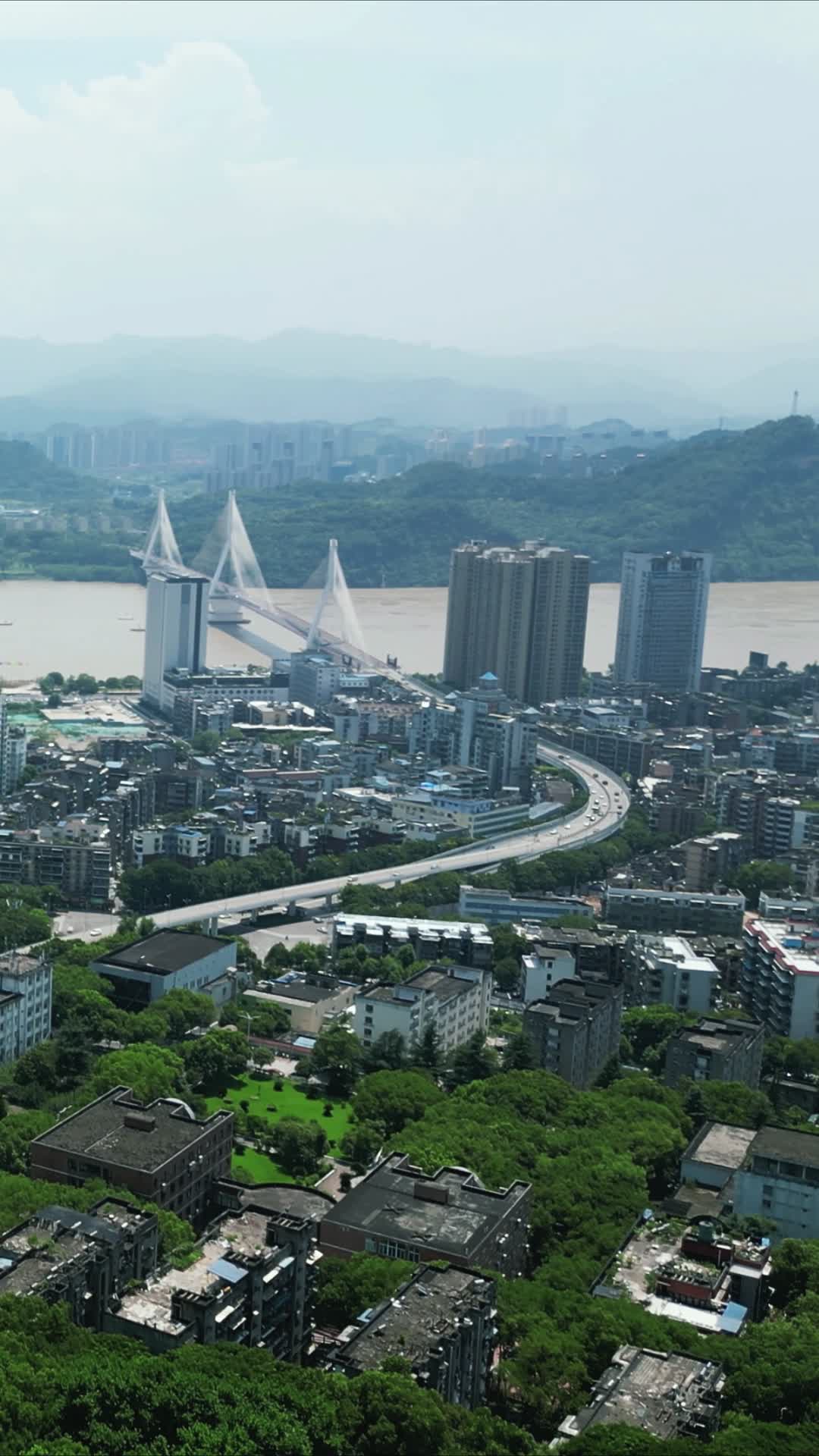 湖北宜昌武夷长江大桥竖屏航拍视频的预览图