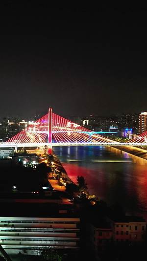 湖北宜昌城市夜景灯光竖屏航拍视频的预览图