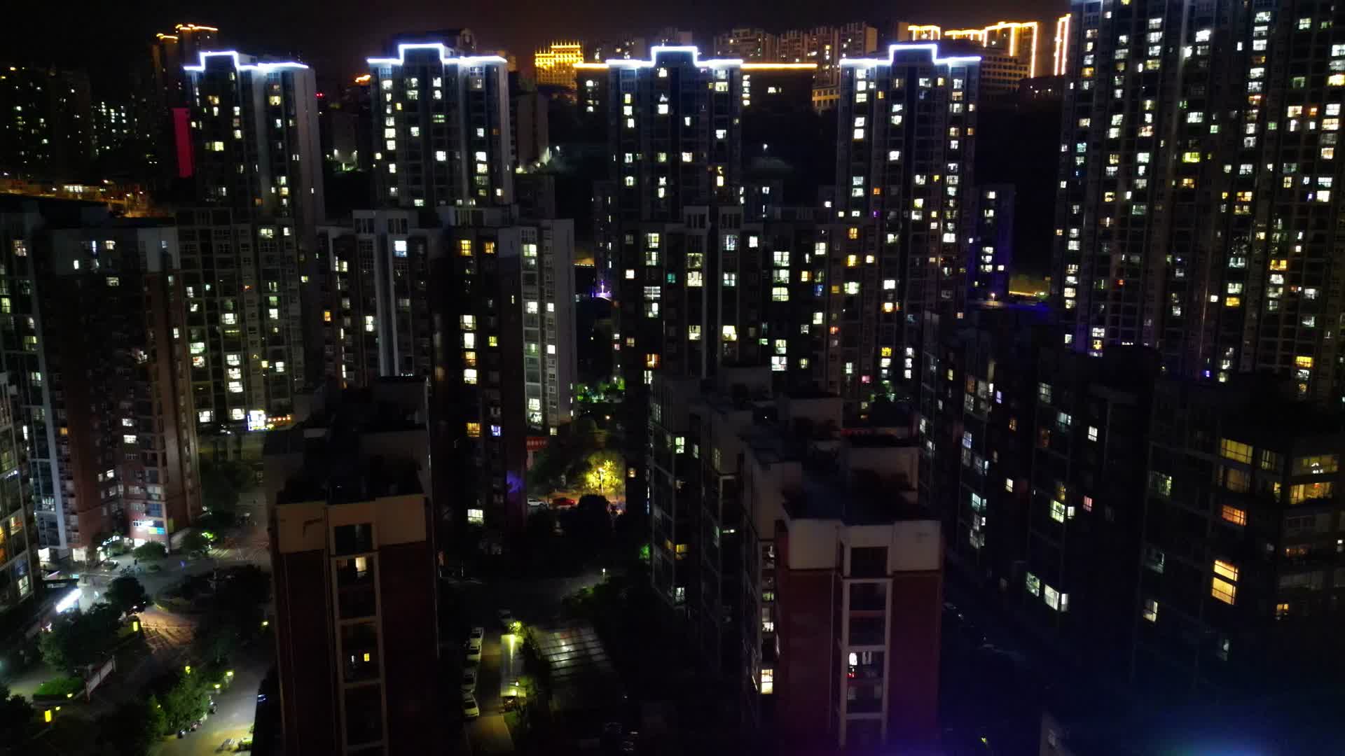 航拍湖北宜昌秭归县万家灯光视频的预览图