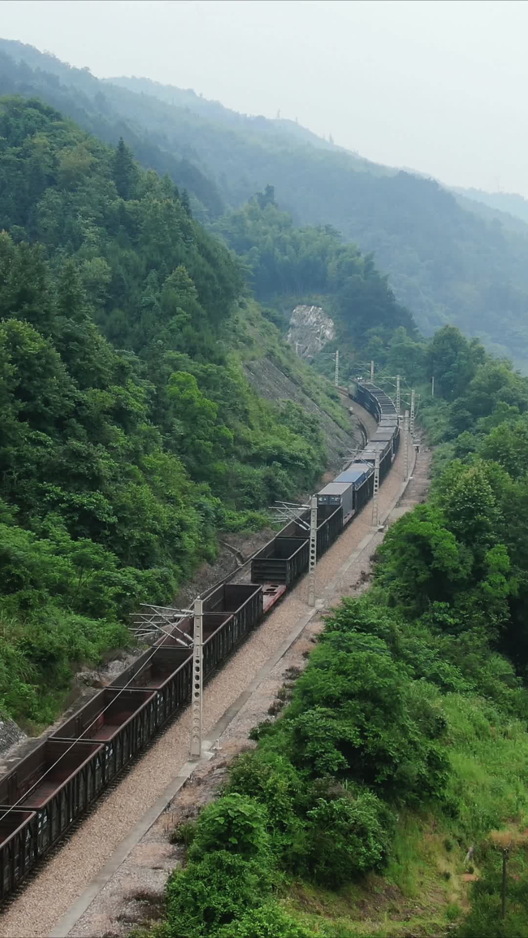 航拍行驶的火车竖屏视频的预览图