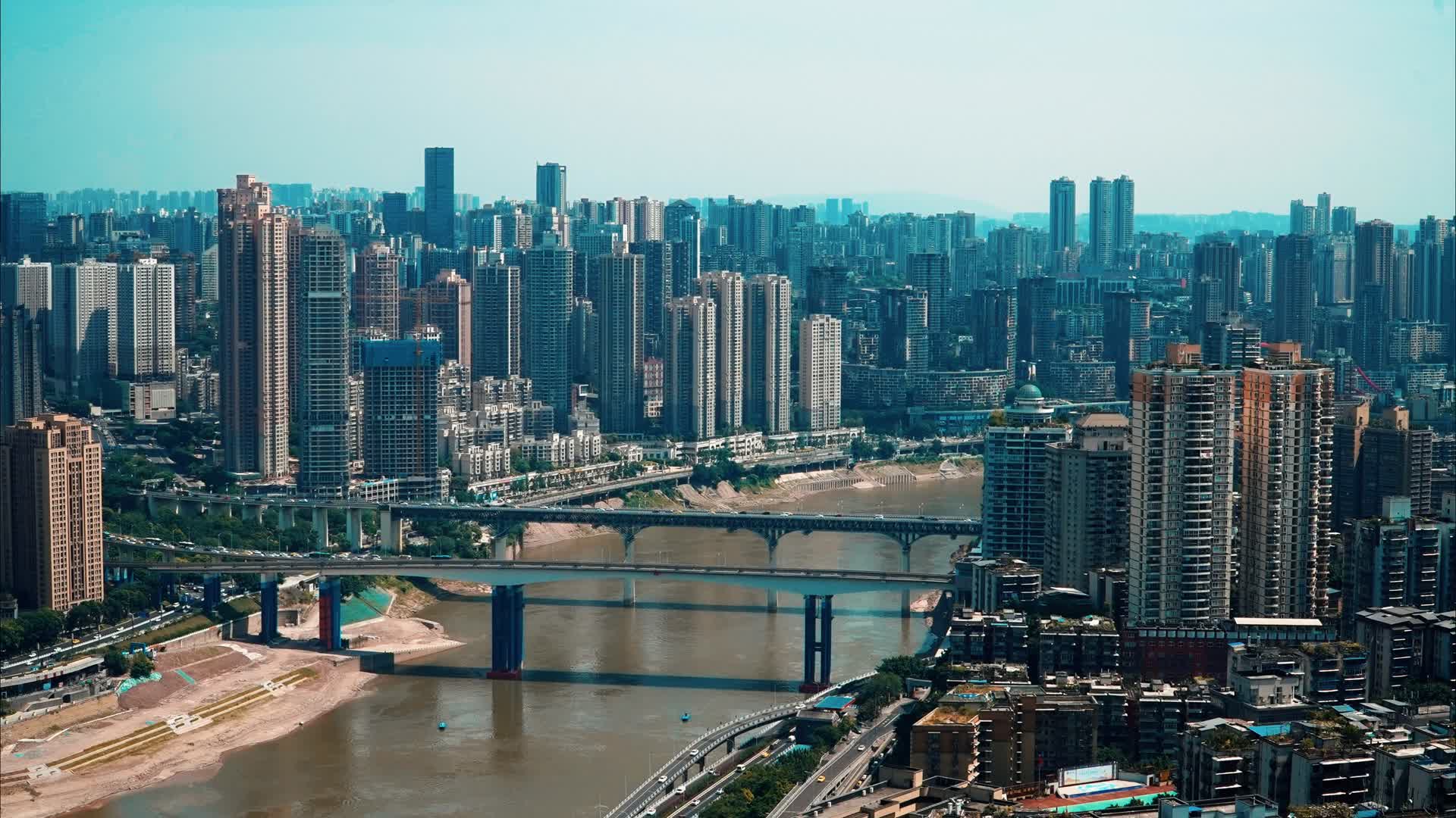 重庆城市车流河流延时4K实拍视频视频的预览图
