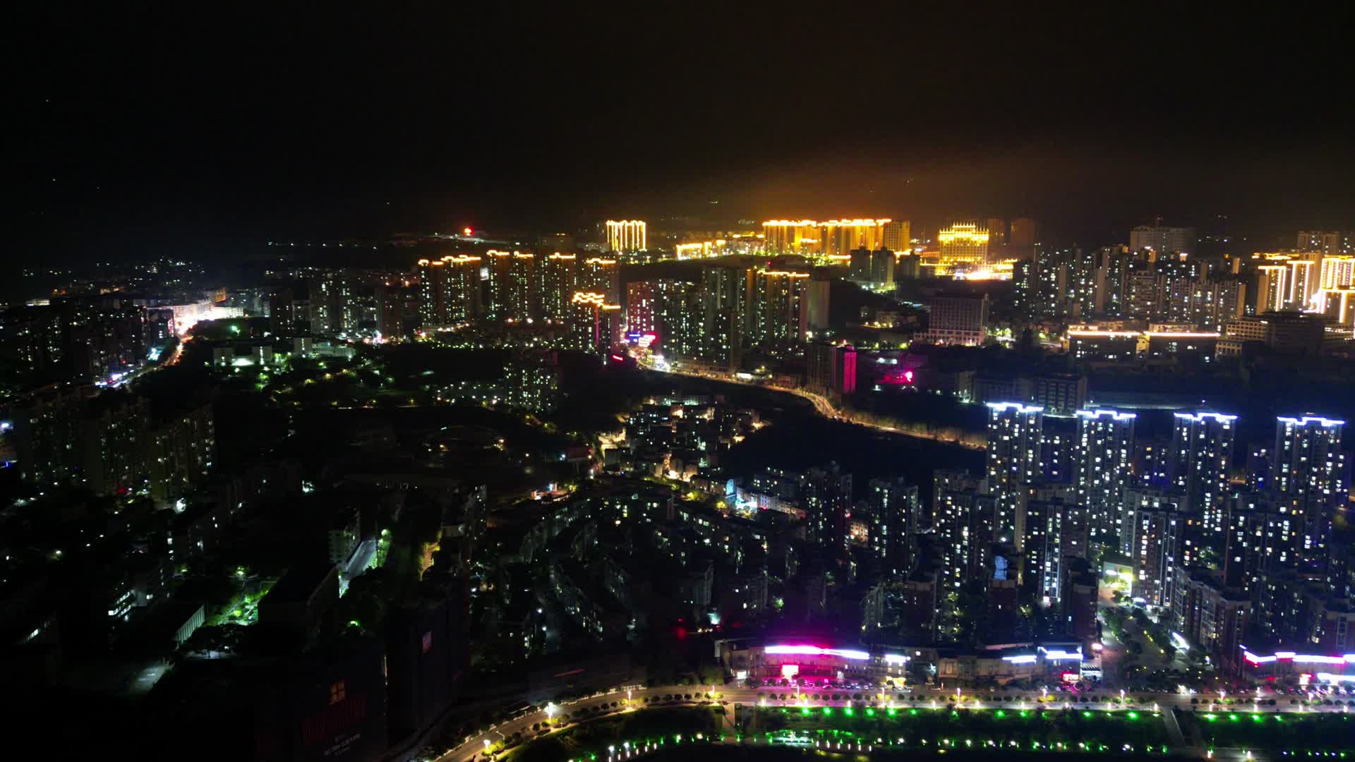 航拍湖北宜昌秭归县夜景视频的预览图