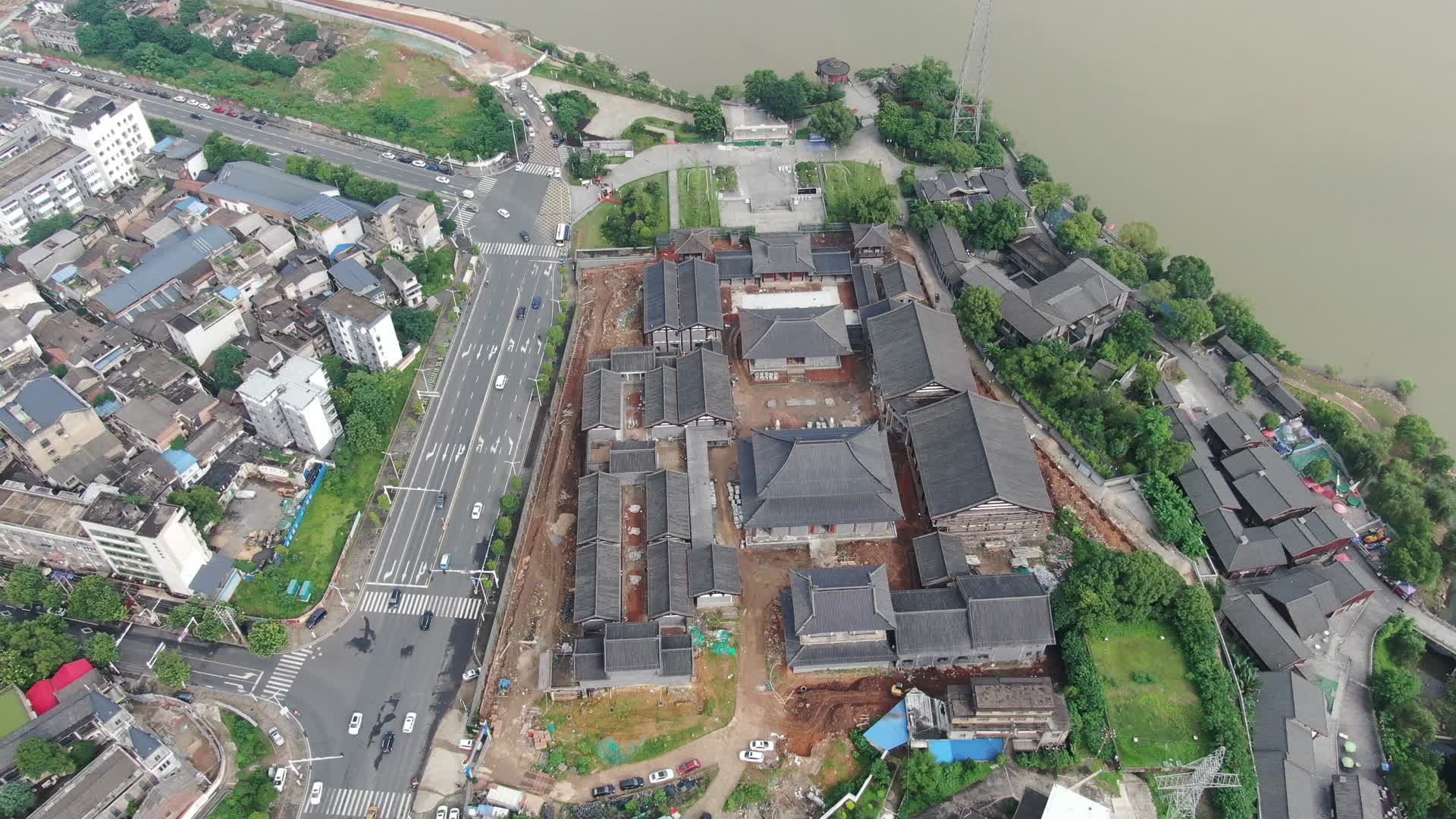 航拍湖南湘潭窑湾历史文化街区视频的预览图