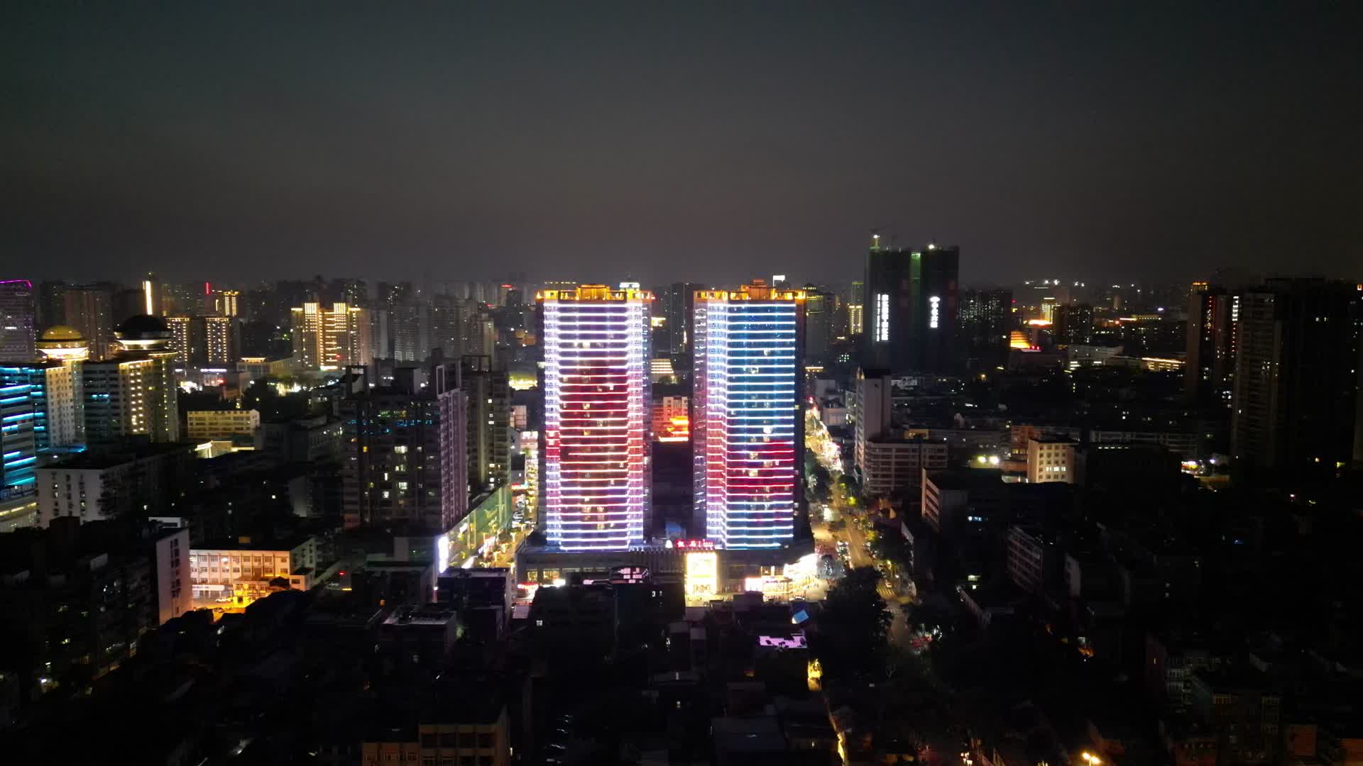 湖北襄阳城市夜景灯光航拍视频的预览图