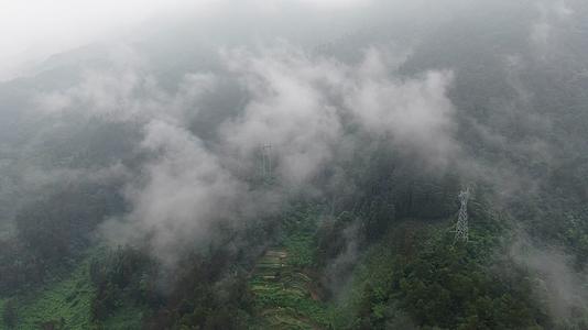 航拍大自然清晨山间云雾缭绕视频的预览图