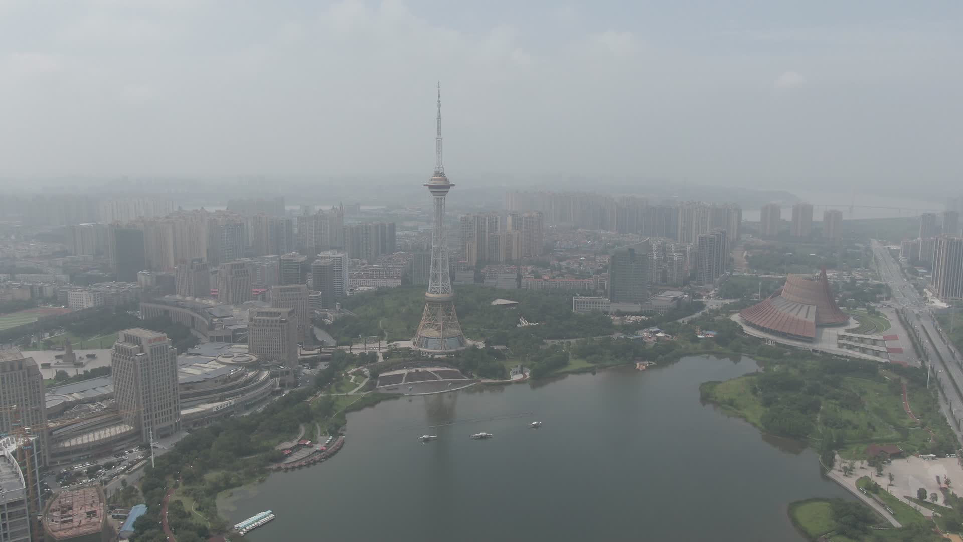 城市航拍湖南株洲神龙坛地标建筑视频的预览图