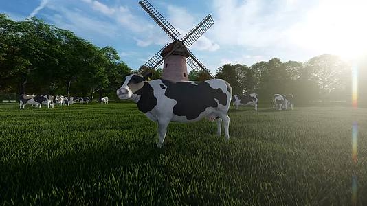 草地草场牧场有机奶蓝天白云奶牛牛奶4K背景视频视频的预览图