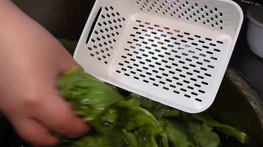 镜头合集清洗绿色蔬菜西蓝花油麦菜视频的预览图