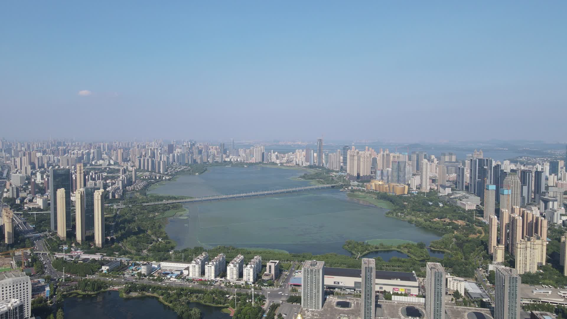 航拍湖北武汉沙湖全景视频的预览图