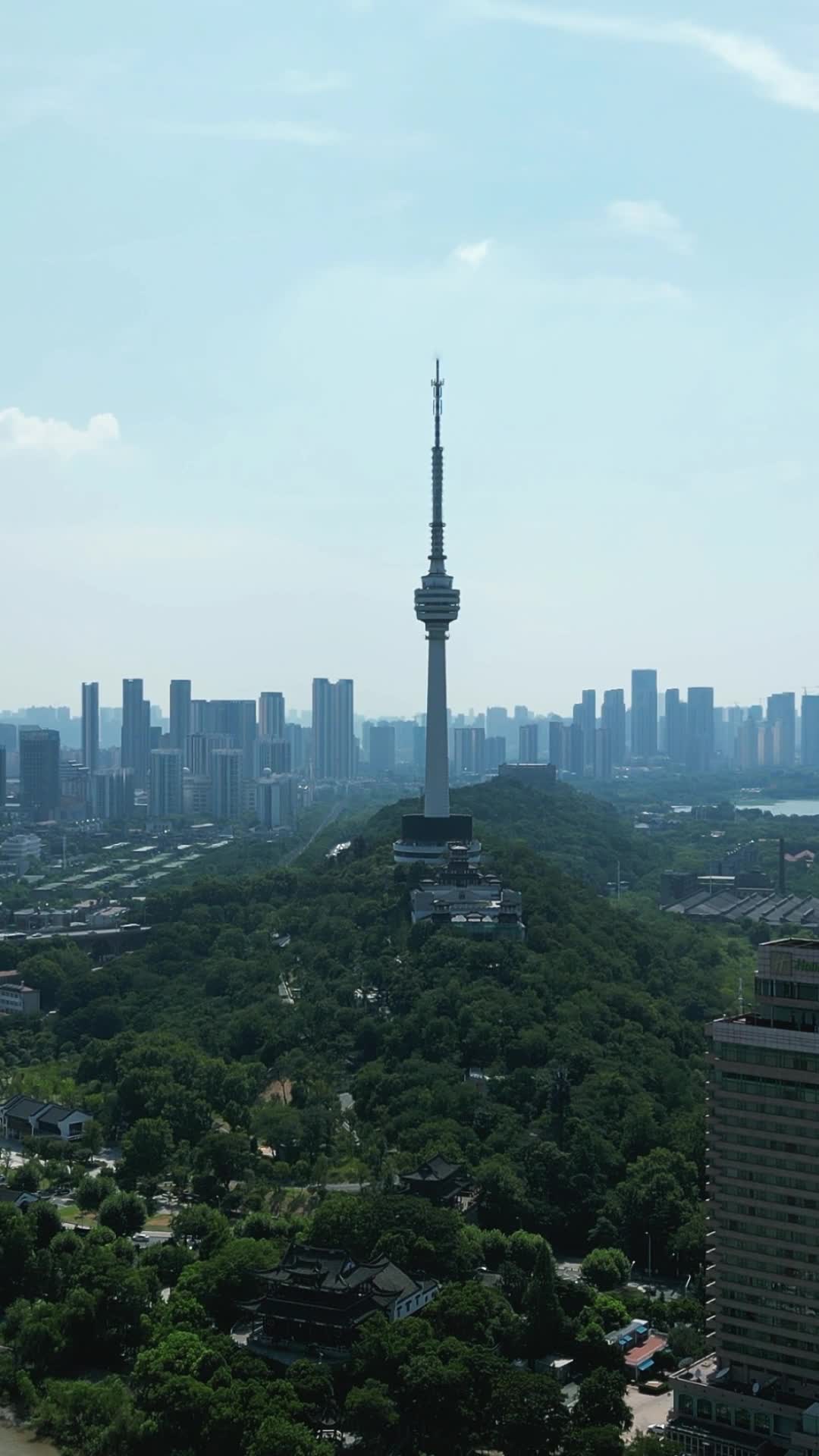 湖北武汉电视塔地标建筑竖屏航拍视频的预览图