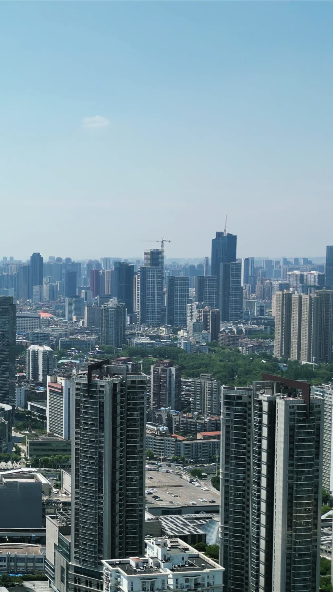 航拍湖北武汉城市密集高楼建筑竖屏视频的预览图
