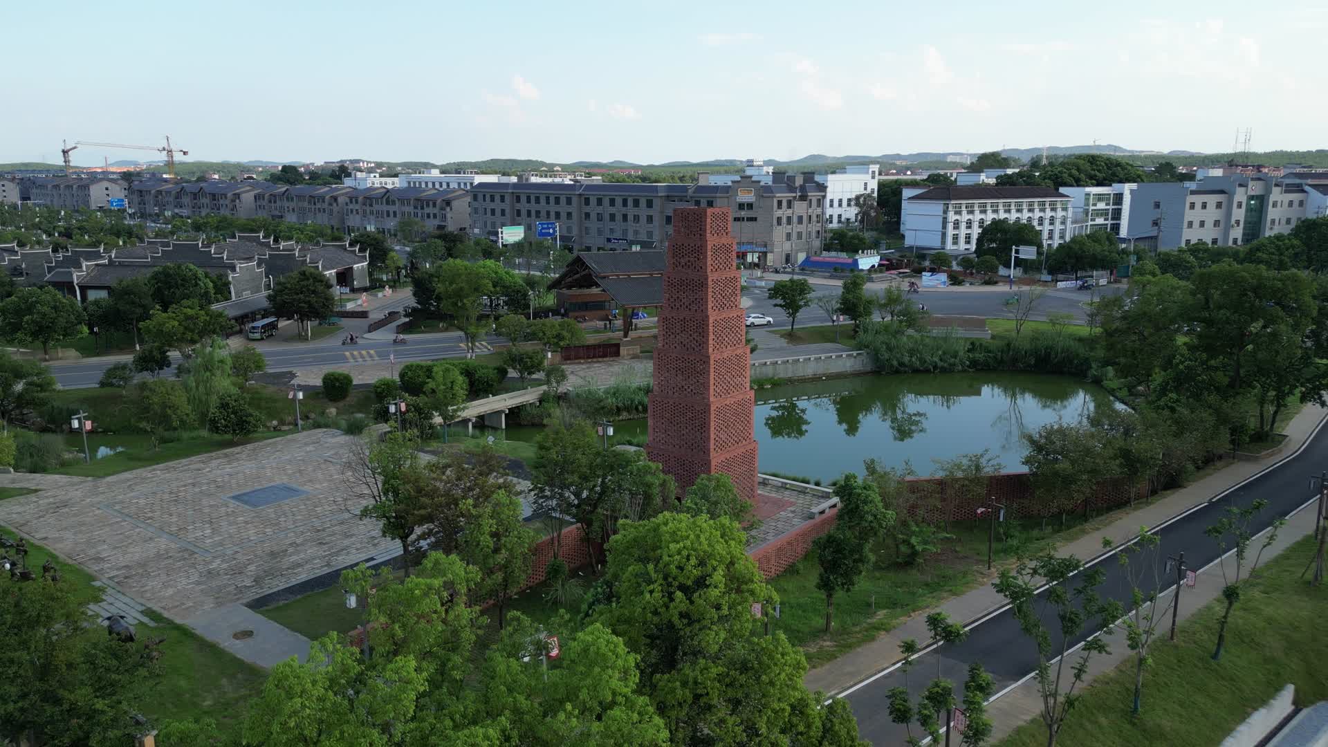 航拍江西吉安吉州窑遗址公园视频的预览图