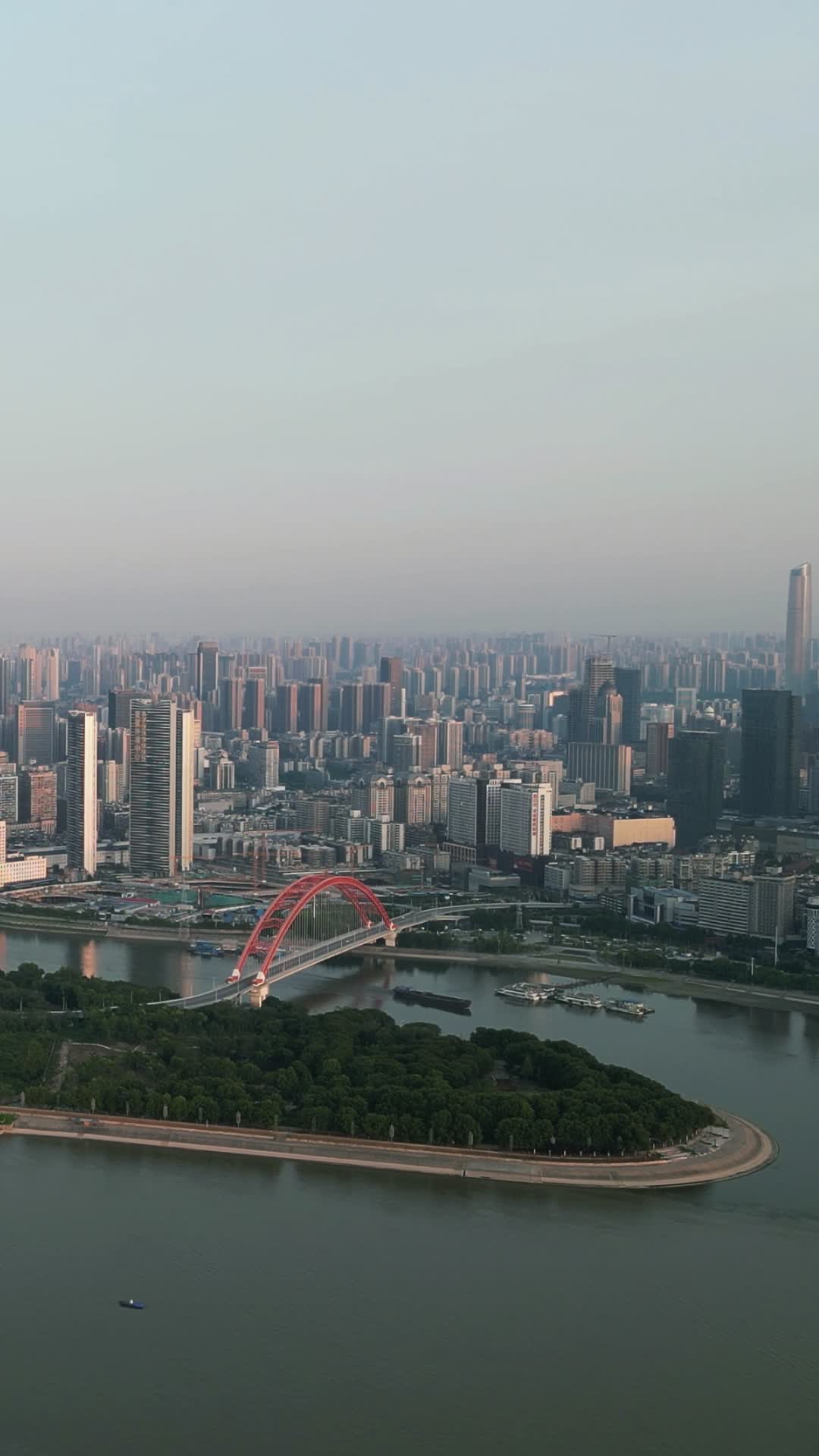 武汉汉江长江交汇处竖屏航拍视频的预览图