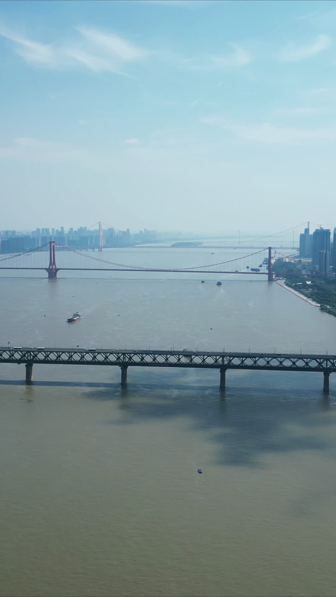 武汉长江清晨风光竖屏航拍视频的预览图