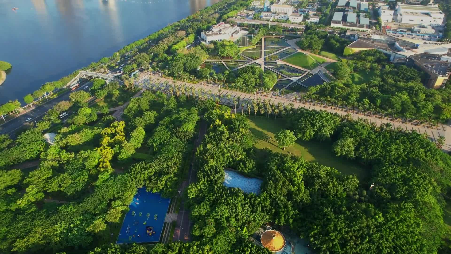 航拍厦门海湾公园景观合集视频的预览图