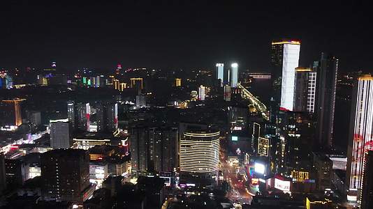 湖南长沙黄兴路步行街五一商圈夜景航拍视频的预览图