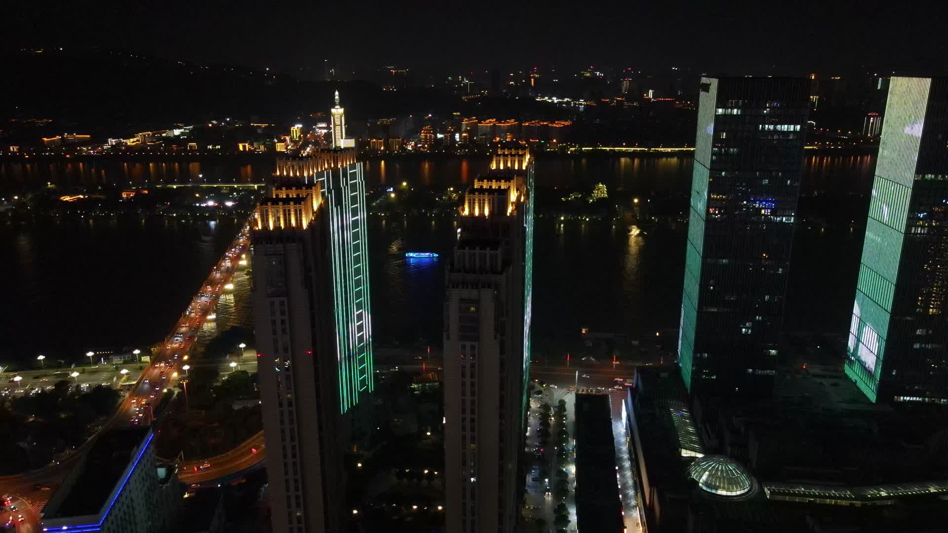 湖南长沙城市夜景灯光航拍视频的预览图