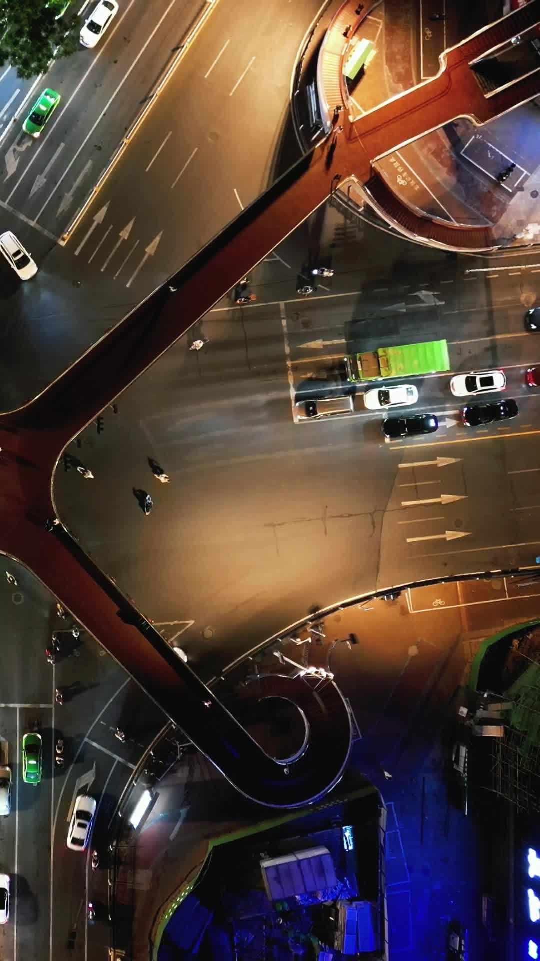 航拍城市人行高架桥竖屏视频的预览图
