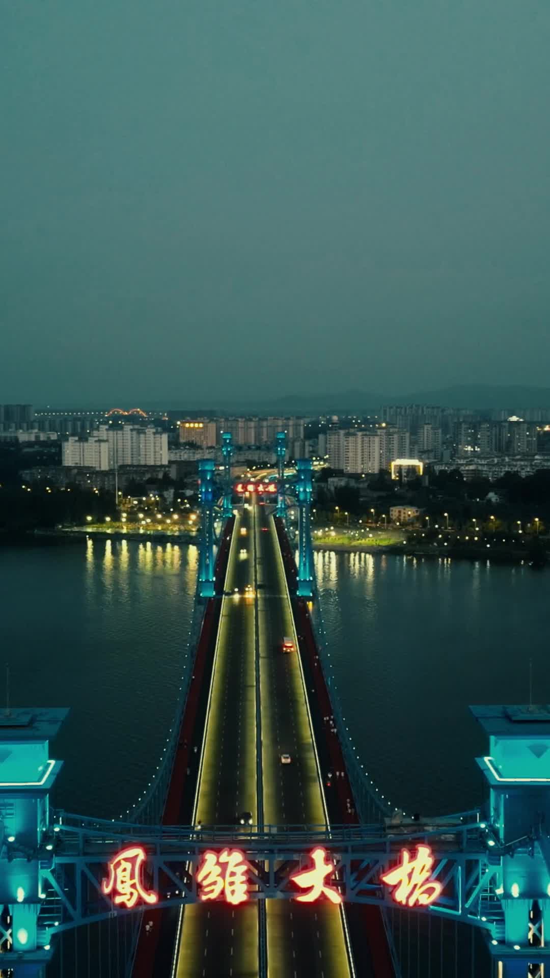 湖北襄阳凤雏大桥交通竖屏航拍视频的预览图
