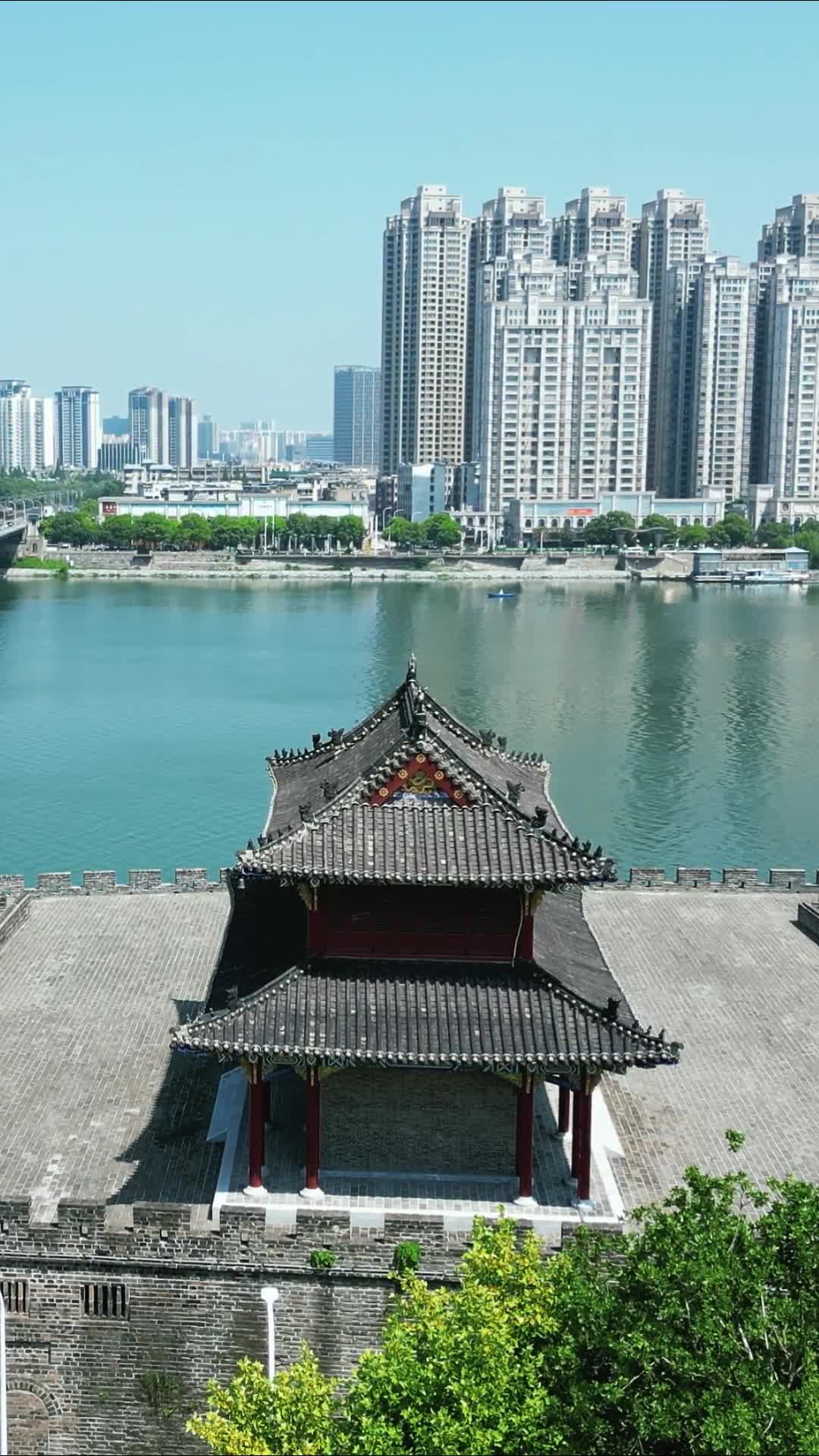 航拍湖北襄阳长门遗址公园视频的预览图