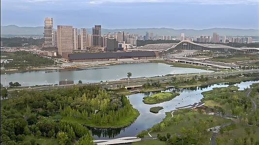 4k高清航拍成都天府新区中国西部国际博览城视频的预览图