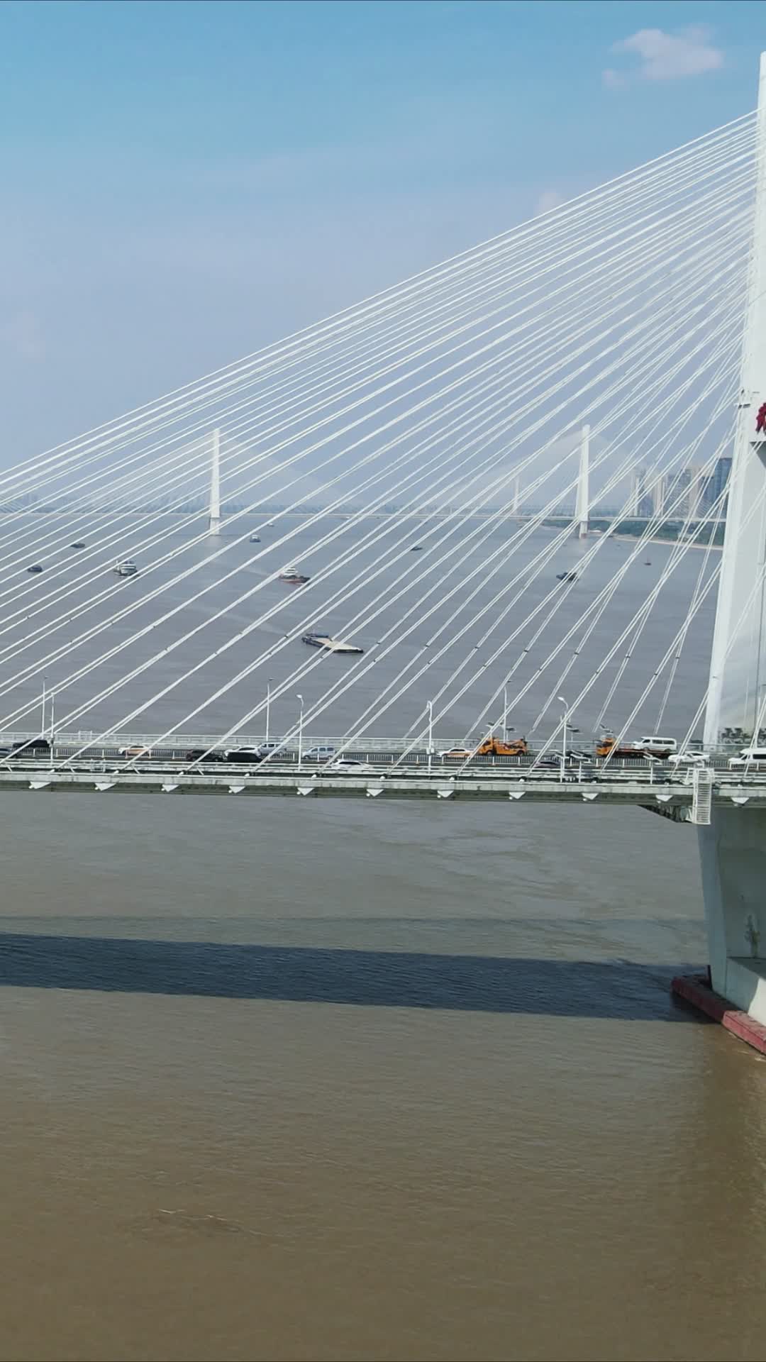 航拍武汉长江二桥交通竖屏视频的预览图