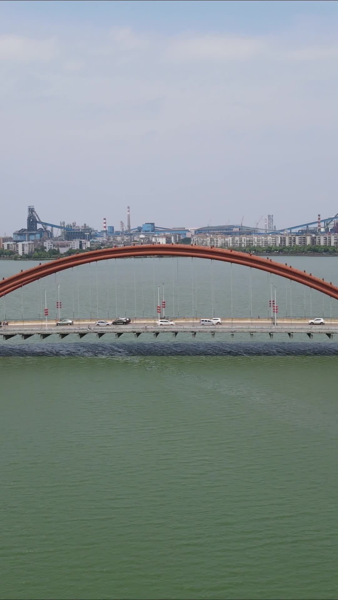 航拍湖北鄂州南浦虹桥视频的预览图